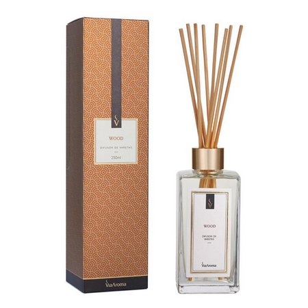 Difusor de Varetas Wood - Via Aroma - Frasco com 250ml - Mundo dos Óleos