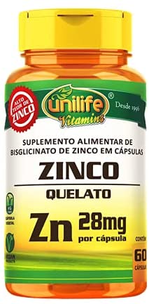 Zinco Quelato - Unilife - Frasco com 60 Cápsulas de 600mg - Mundo dos Óleos